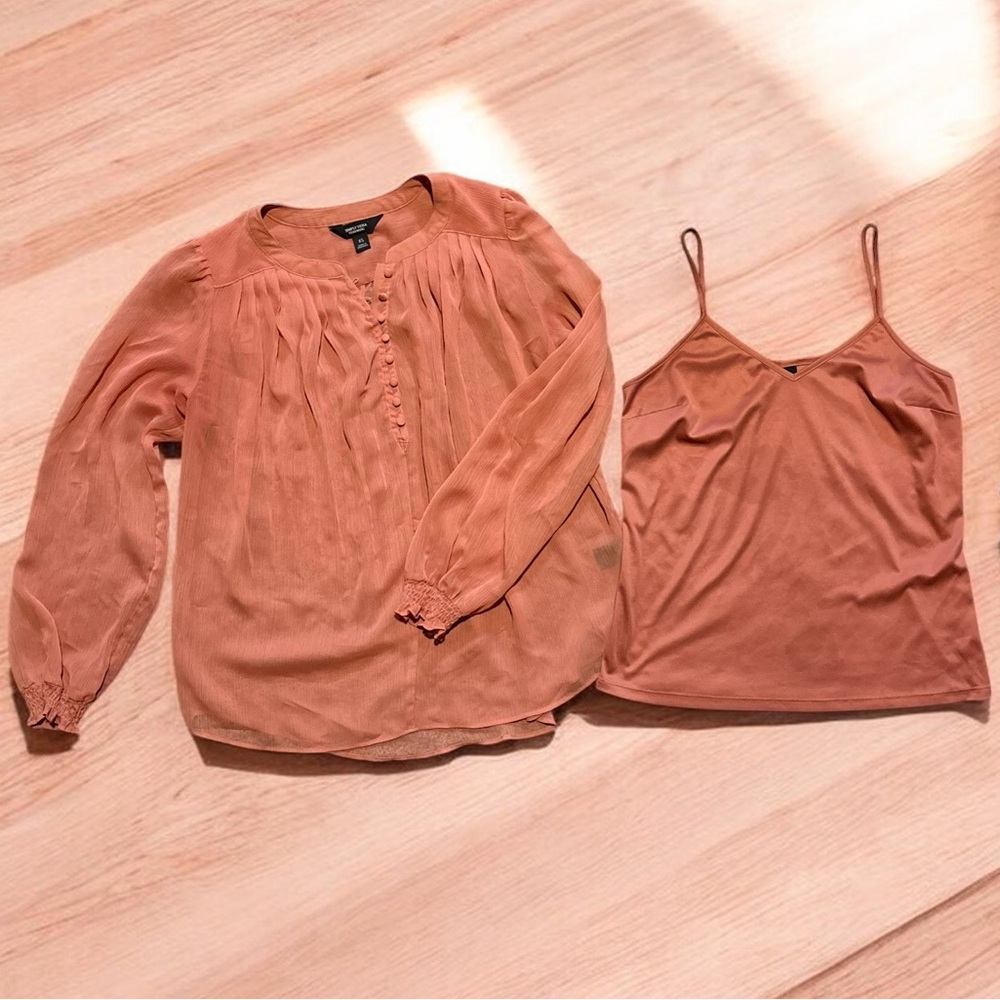Simply Vera Vera Wang Coral Blouse and Tank Set 2 Piece Size XS - Picture 3 of 5